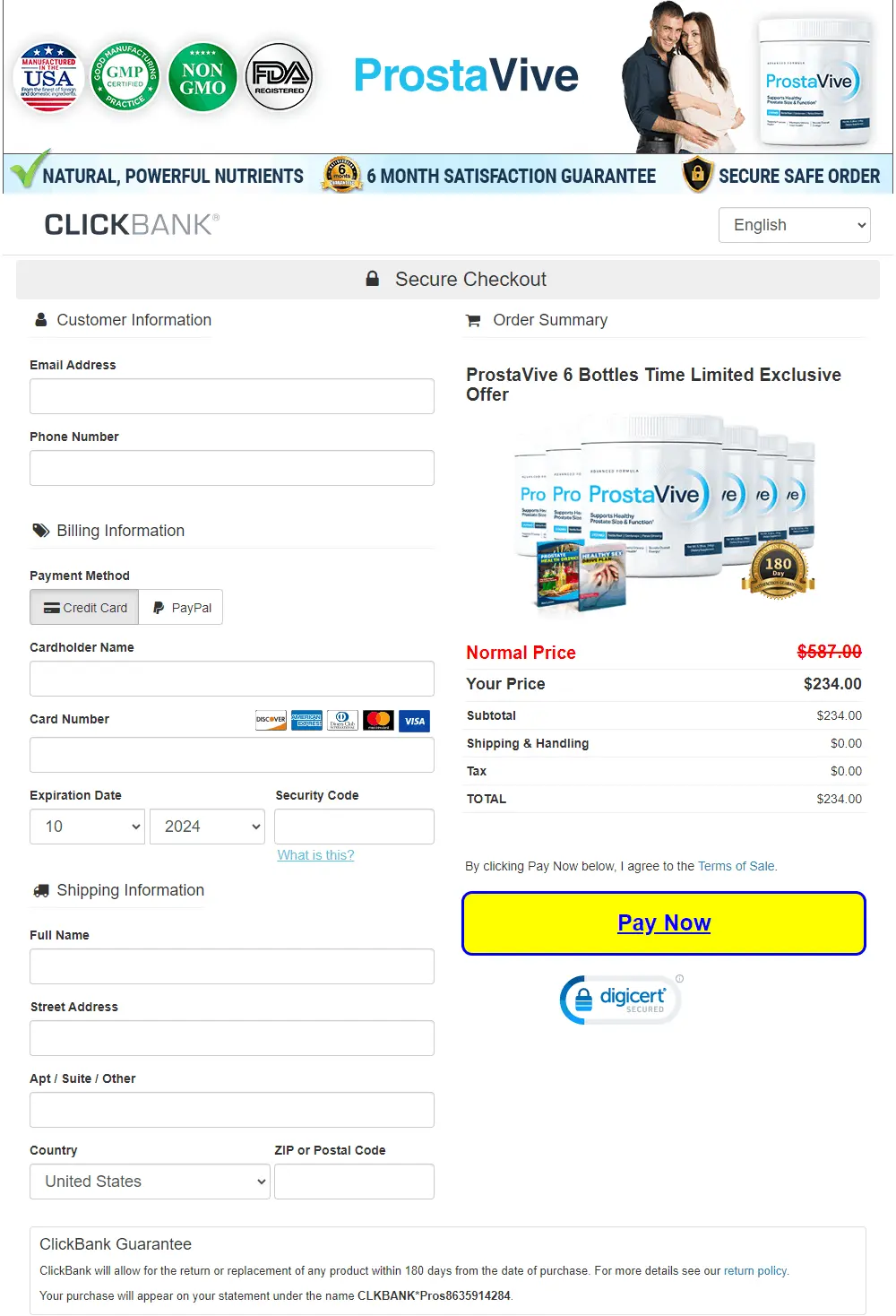 Order ProstaVive now with safe and encrypted checkout
